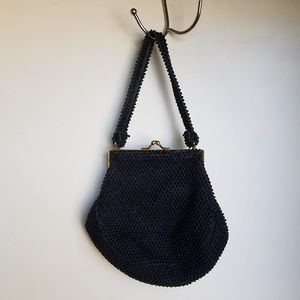 Vintage Navy Beaded Bag